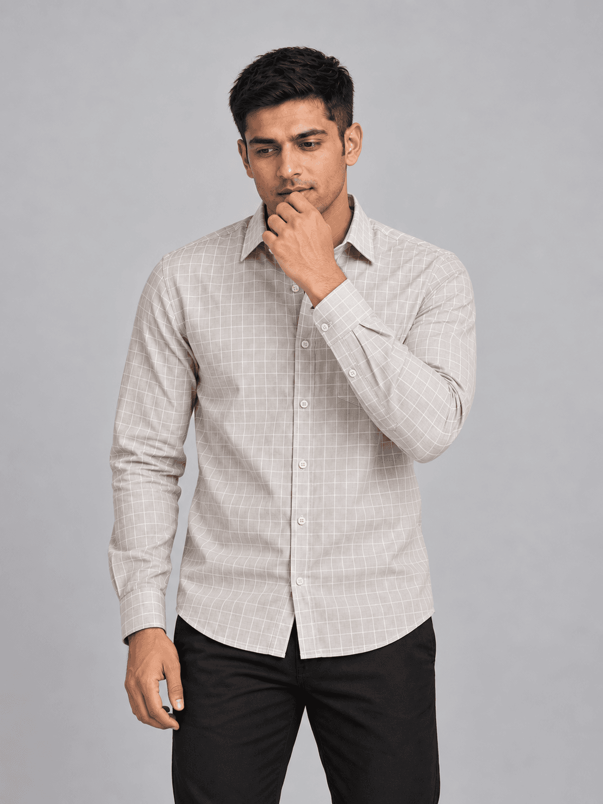 Taupe Check Shirt