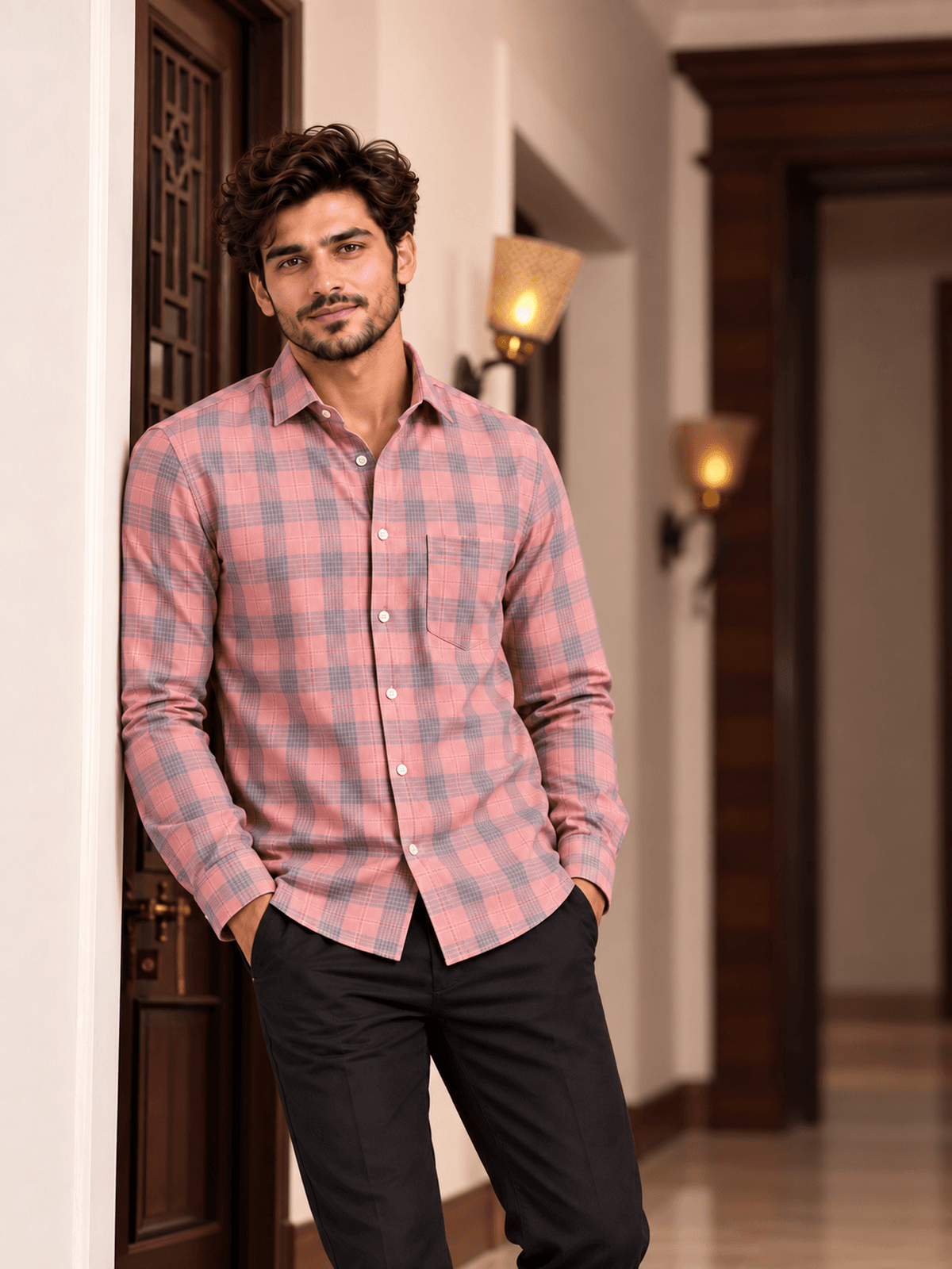Pink Check Shirt