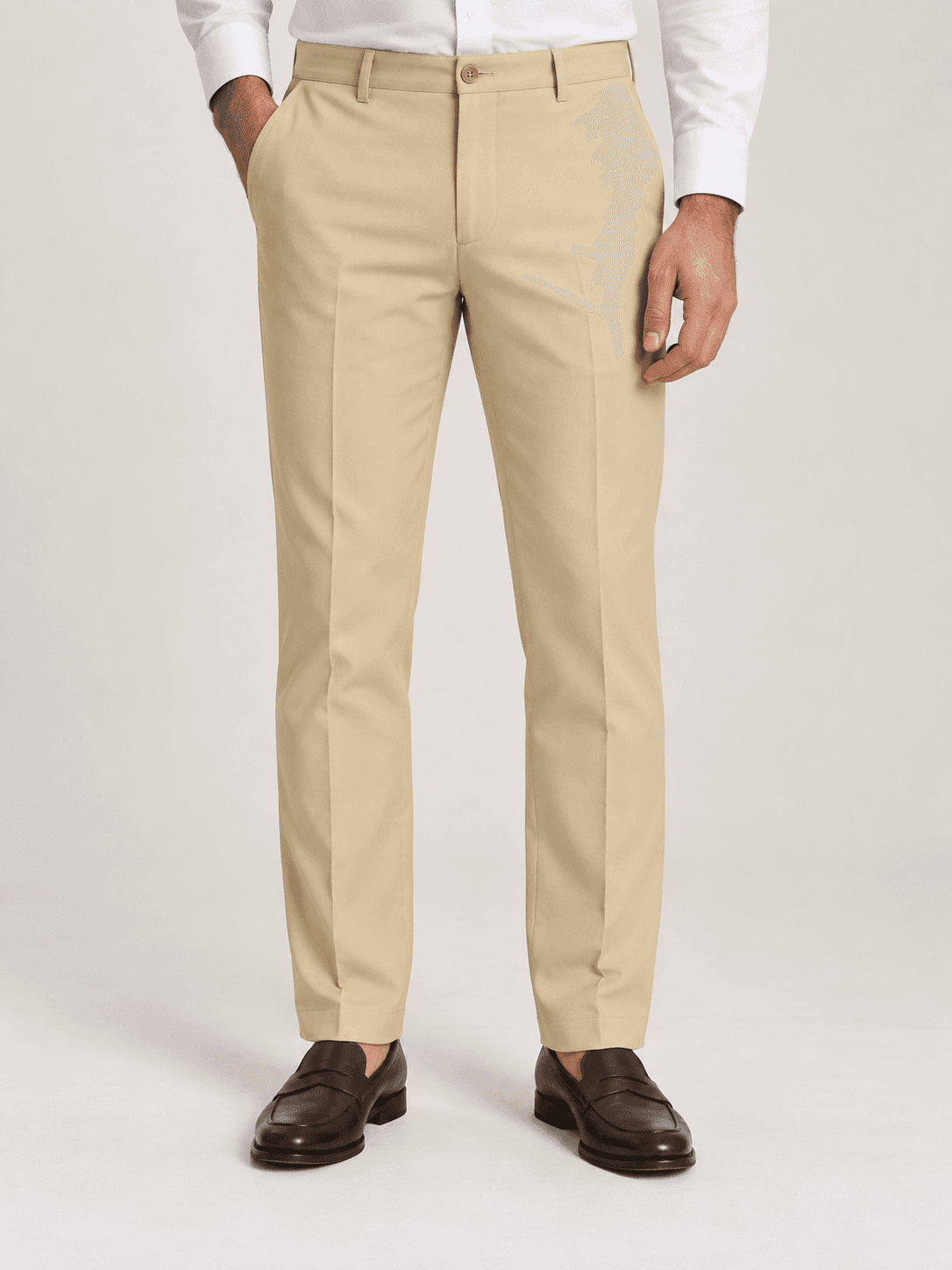 Beige Formal Trousers