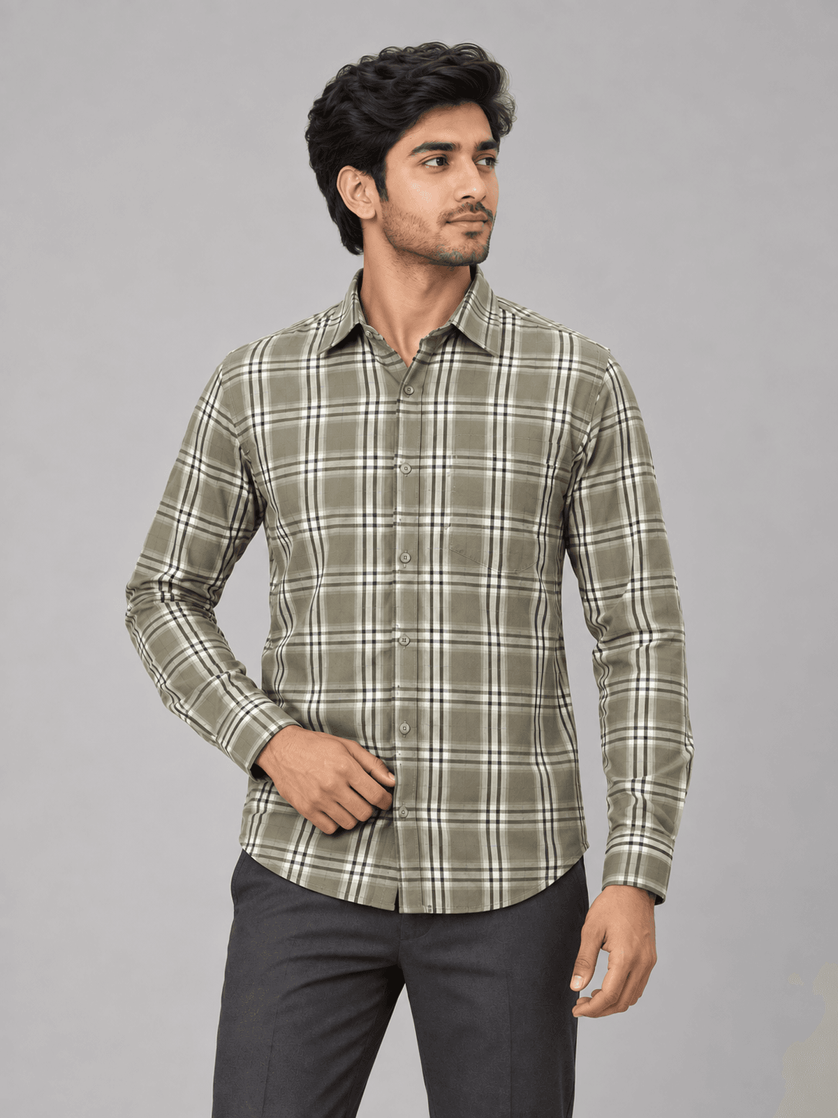 Stone Plaid Shirt
