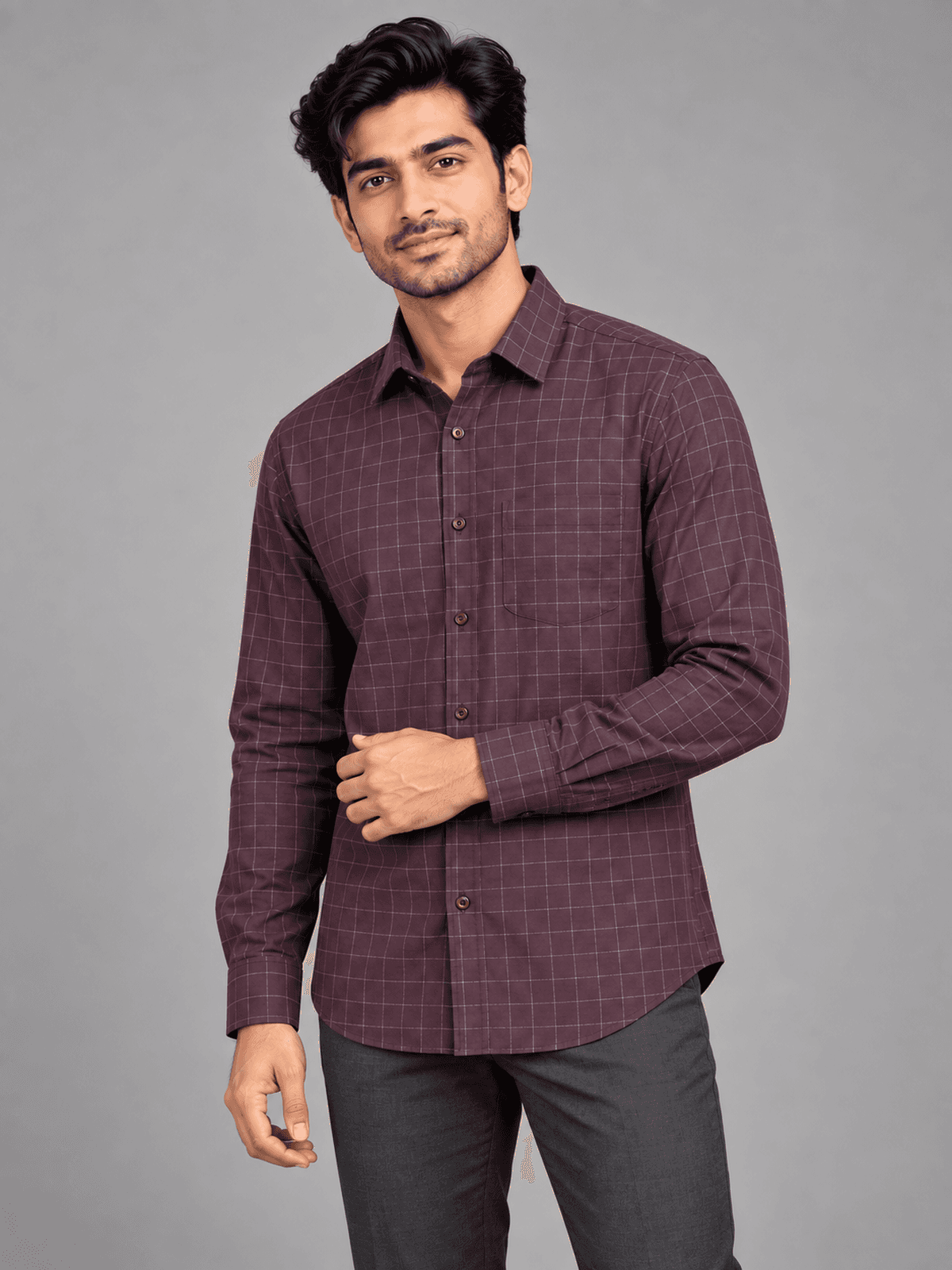 Plum Check Shirt