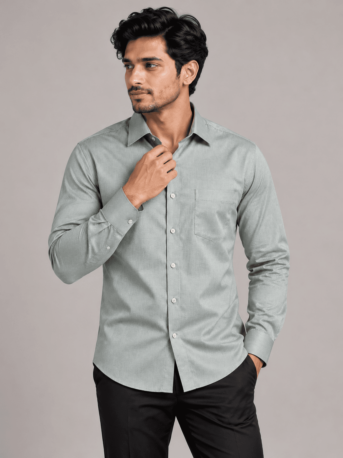 Sage Herringbone Shirt