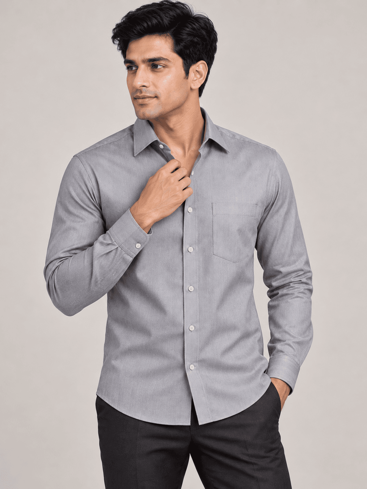 Silver Herringbone Shirt