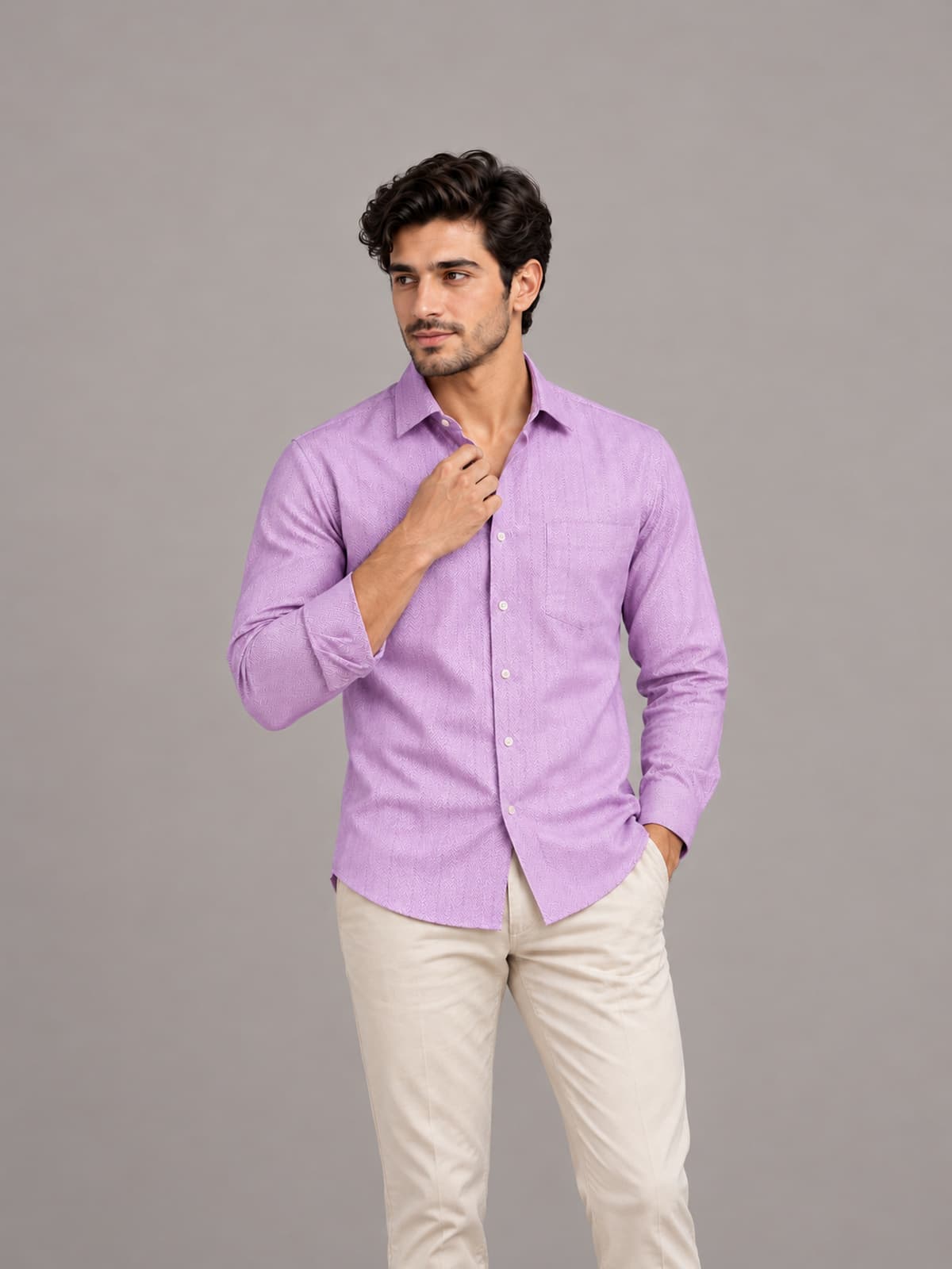 Lavender Herringbone Shirt