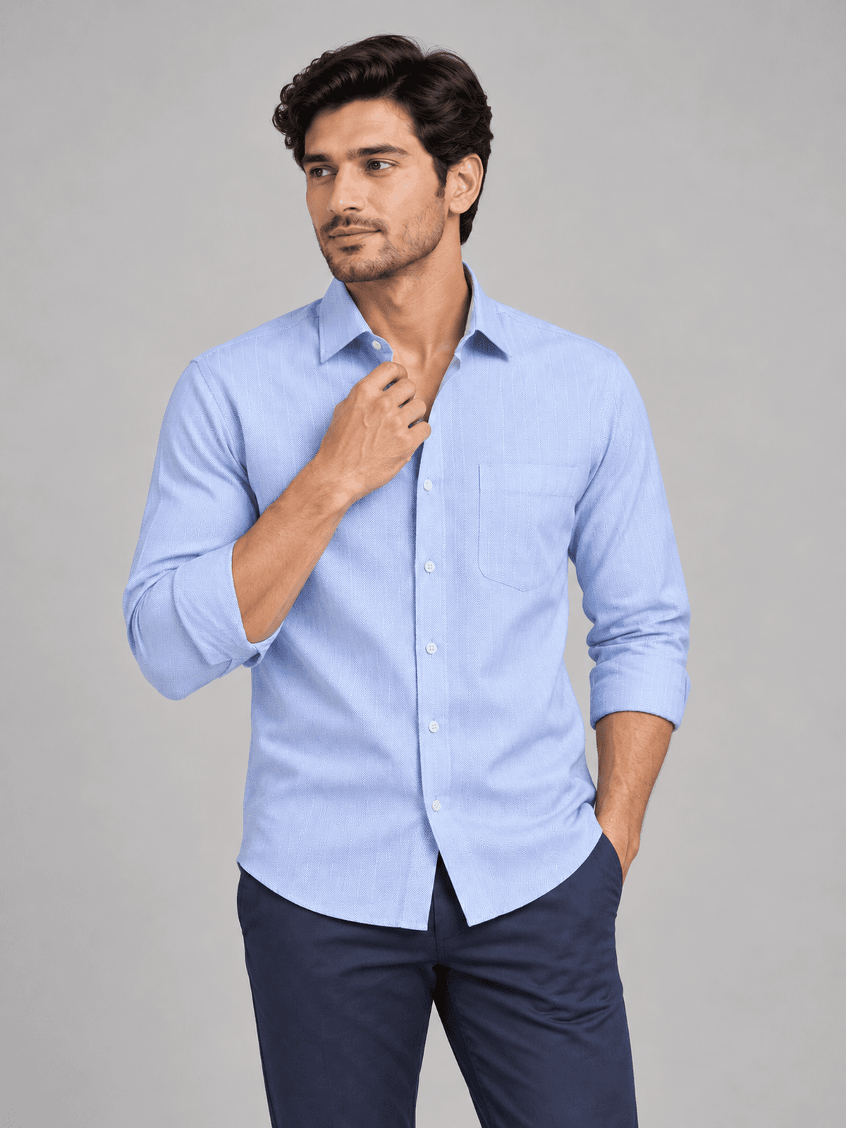Azure Herringbone Shirt