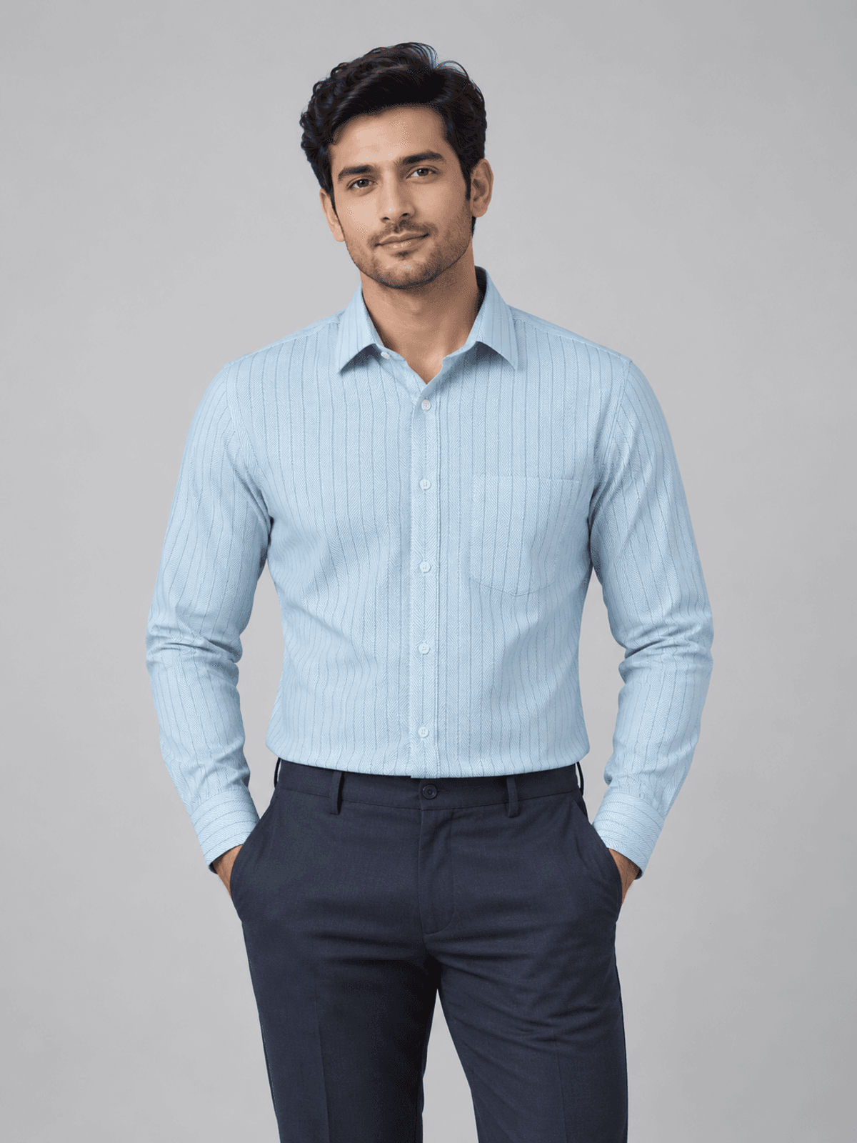 Powder Blue Pinstripe Shirt